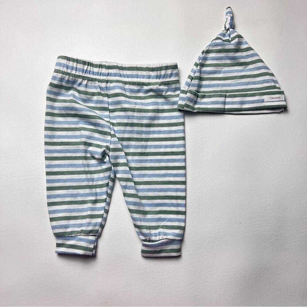 Tahari Baby Striped Hat and Leggings Matching Set Sz 3-6M